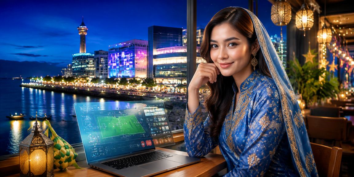 Pengguna wanita Malaysia menggunakan aplikasi pertaruhan mc12 dalam pakaian baju kurung