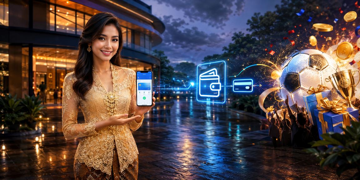 Wanita berbaju kebaya membuat deposit untuk permainan kasino Malaysia melalui telefon pintar